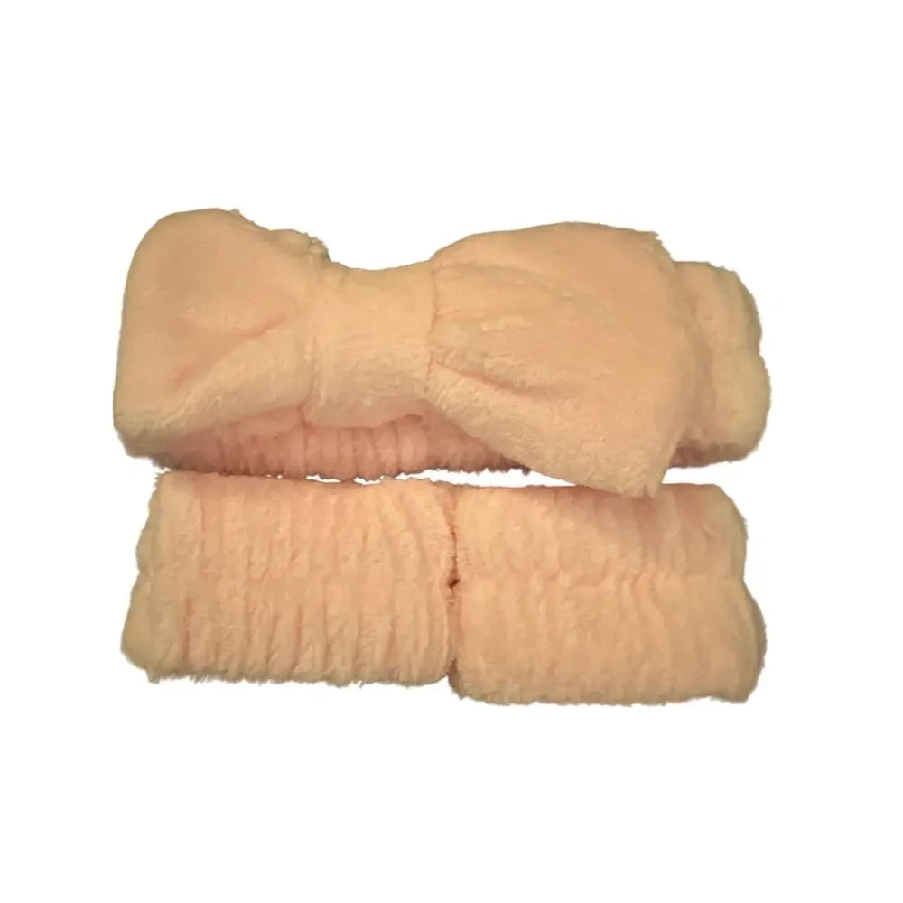 Soft Fleece Fluffy Elastic Headband and Wrist BandMakeup Cosmetic Facial Shower
